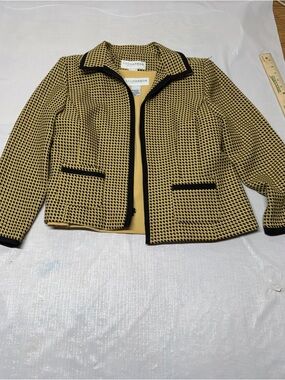 Sag Harbor Yellow and Black Knit Zip-Front Blazer